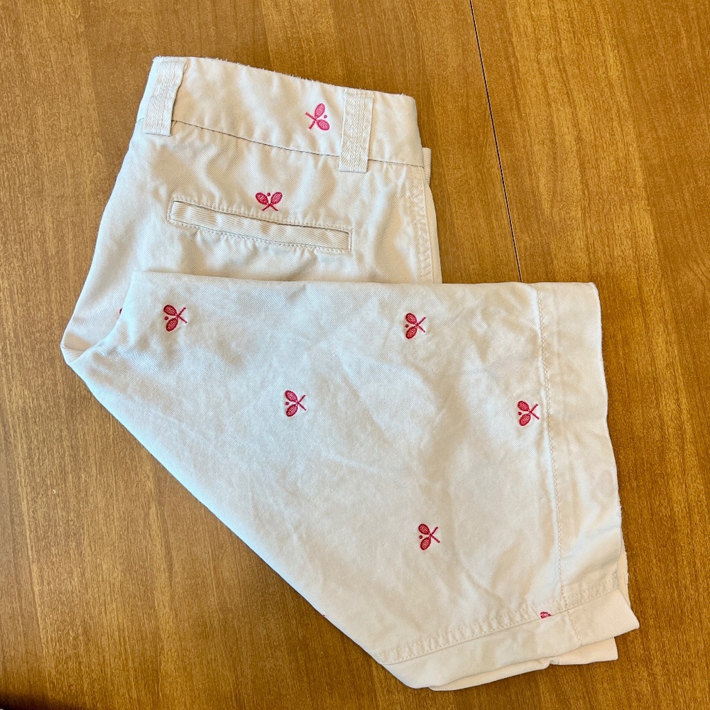 J. Crew Bermuda Shorts with Embroidered Tennis Racquets - Size 6
